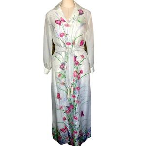 Alfred Shaheen textured floral butterfly maxi dress